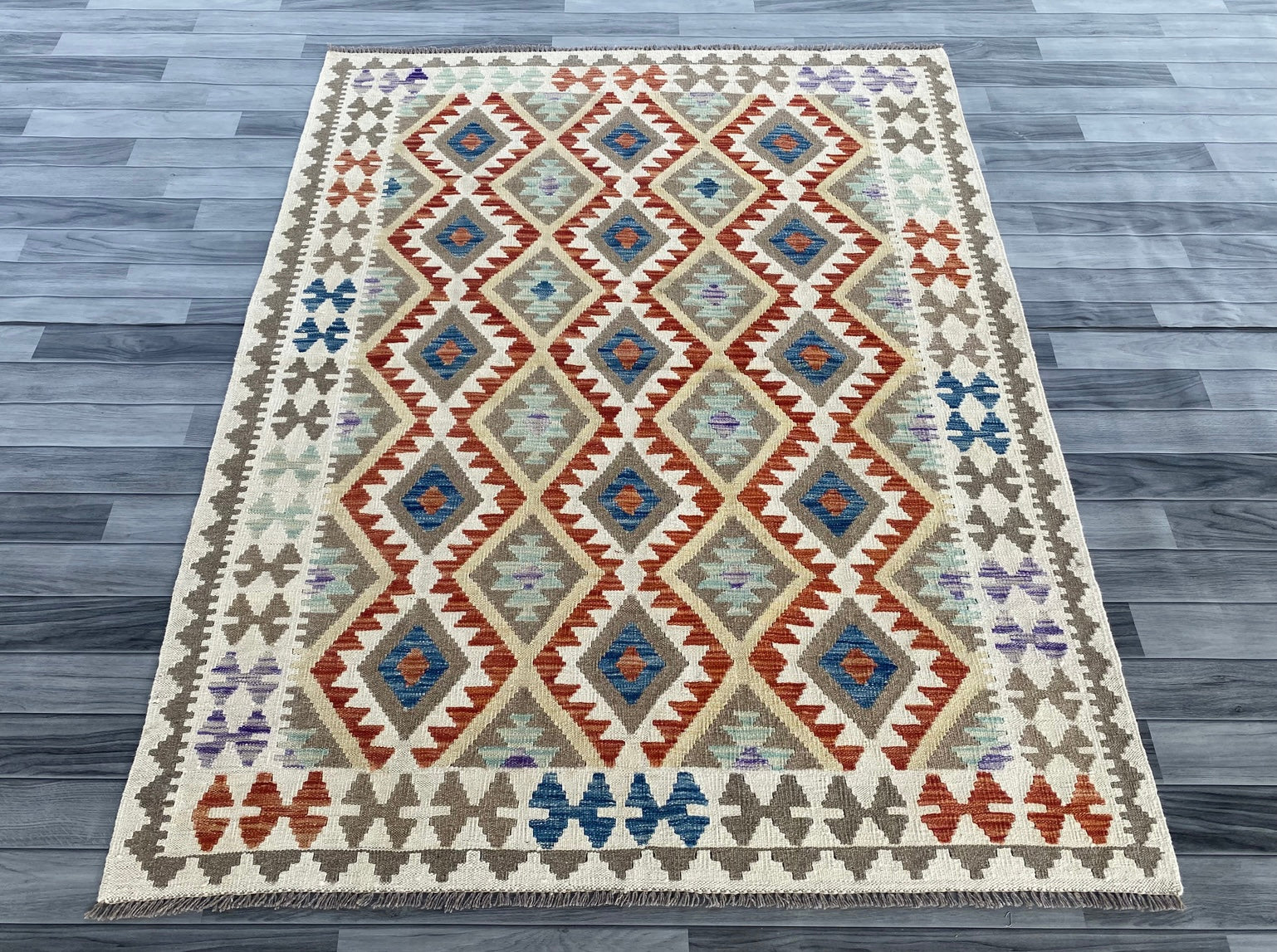 Handmade Afghan Chobi Kilim Rug 193 CM x  150 CM  SS # 136