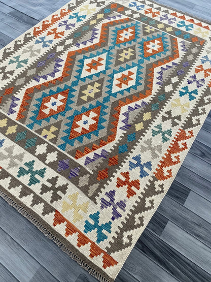 Handmade Afghan Chobi Kilim Rug 200 CM x  152 CM ( SS # 135 )