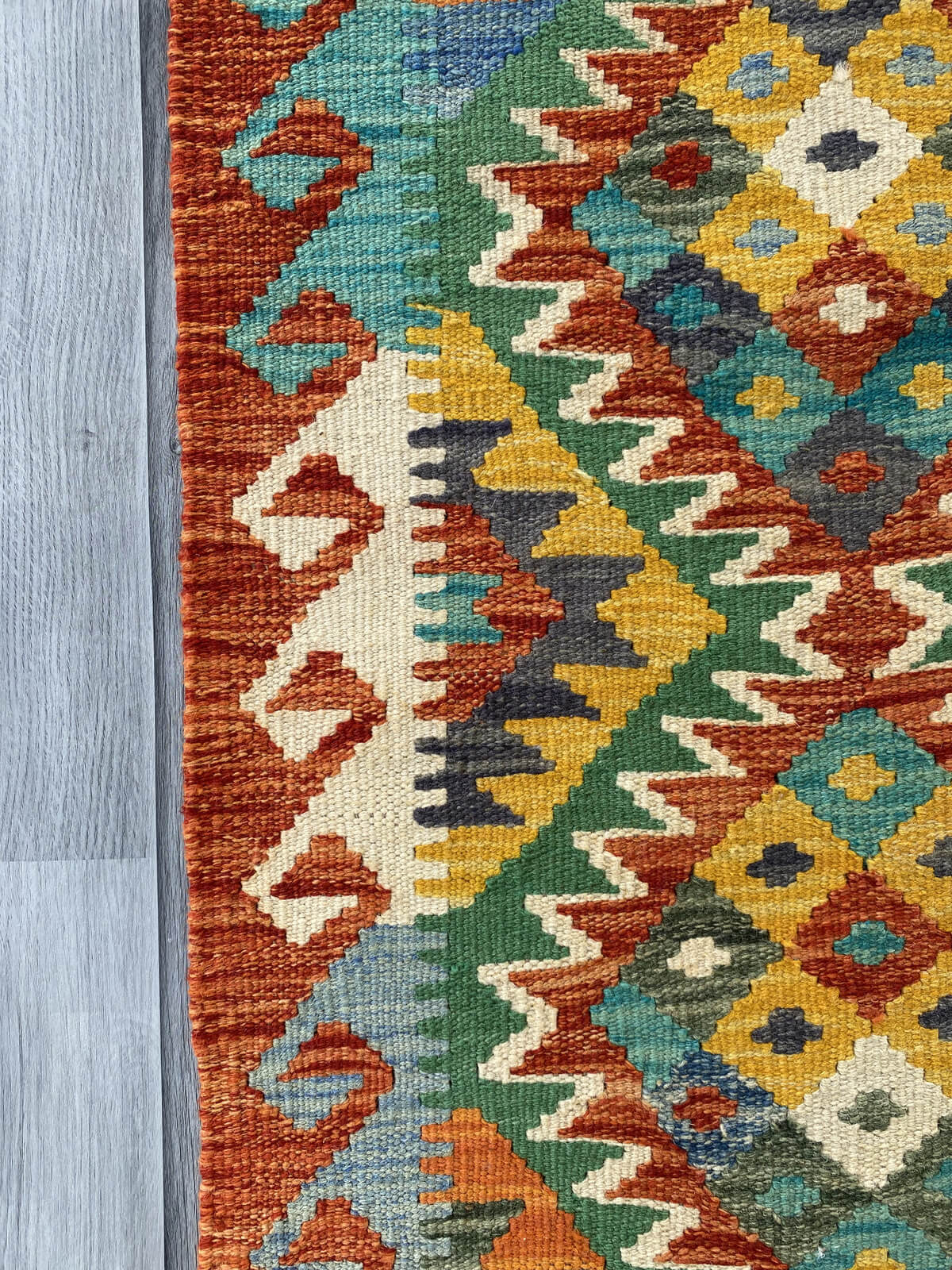 Handmade Afghan Chobi Kilim Rug 90x63 cm KAS#720