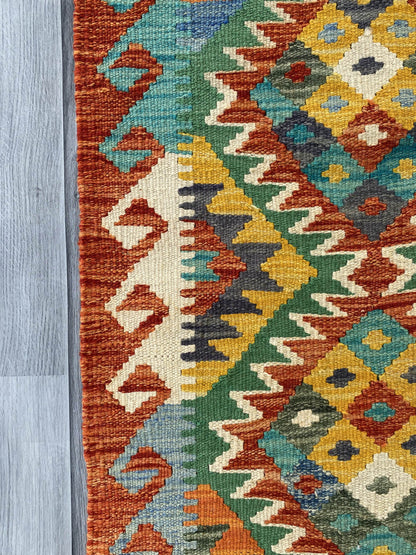 Handmade Afghan Chobi Kilim Rug 90x63 cm KAS#720