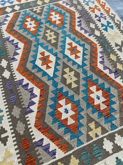 Handmade Afghan Chobi Kilim Rug 200 CM x  152 CM ( SS # 135 )