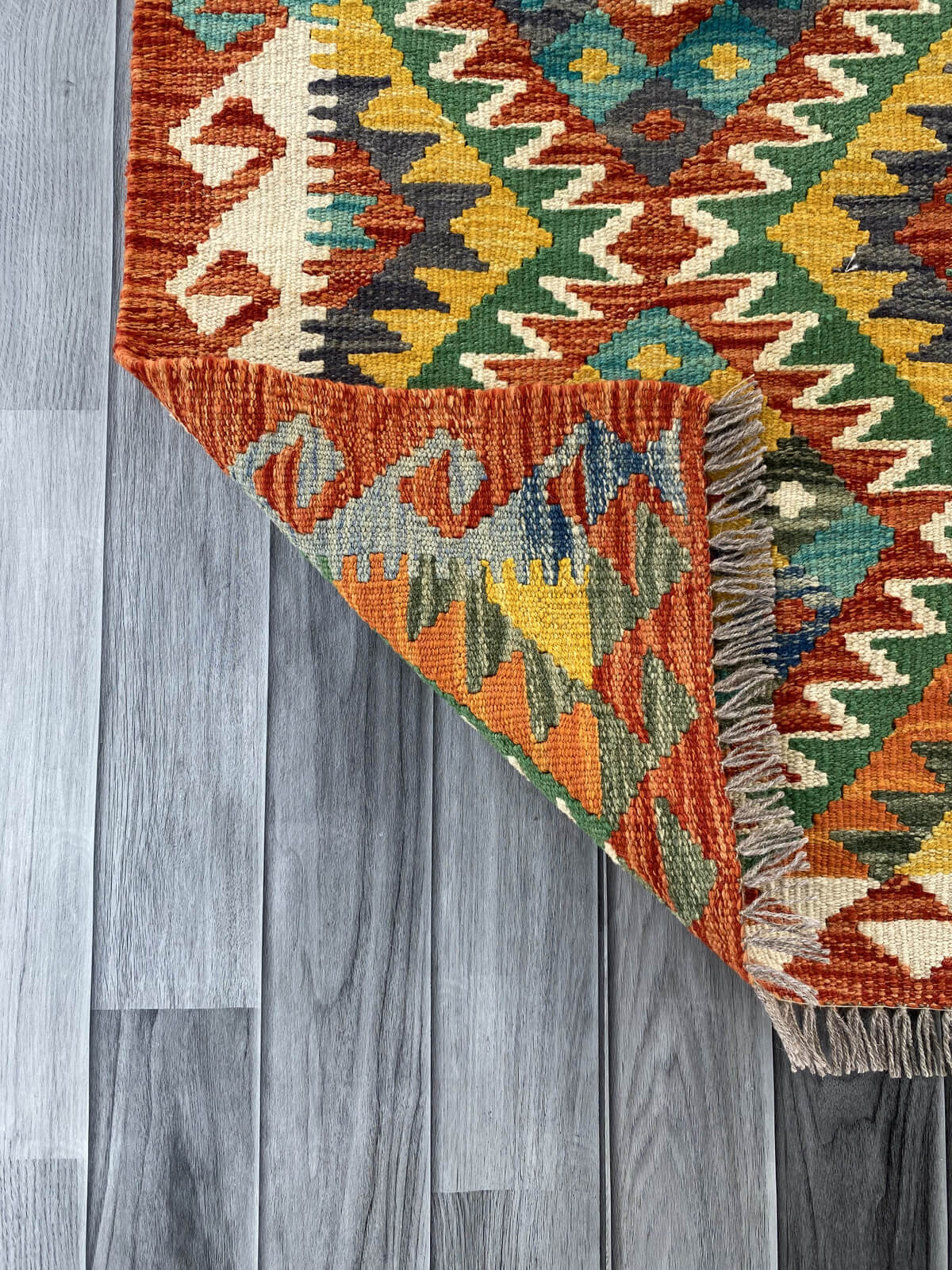 Handmade Afghan Chobi Kilim Rug 90x63 cm KAS#720