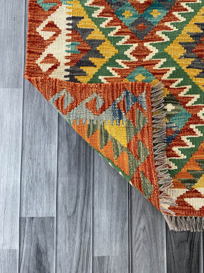 Handmade Afghan Chobi Kilim Rug 90x63 cm KAS#720