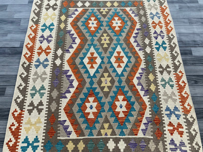 Handmade Afghan Chobi Kilim Rug 200 CM x  152 CM ( SS # 135 )