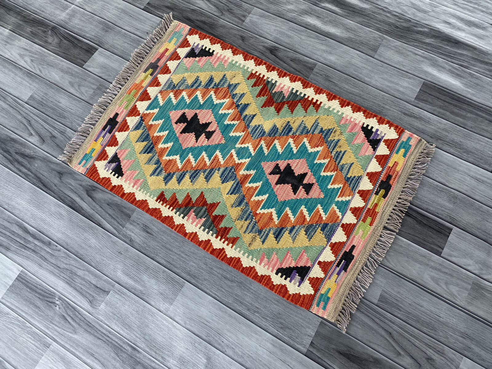 Handmade Afghan Chobi Kilim Rug 88x59 cm KAS#721