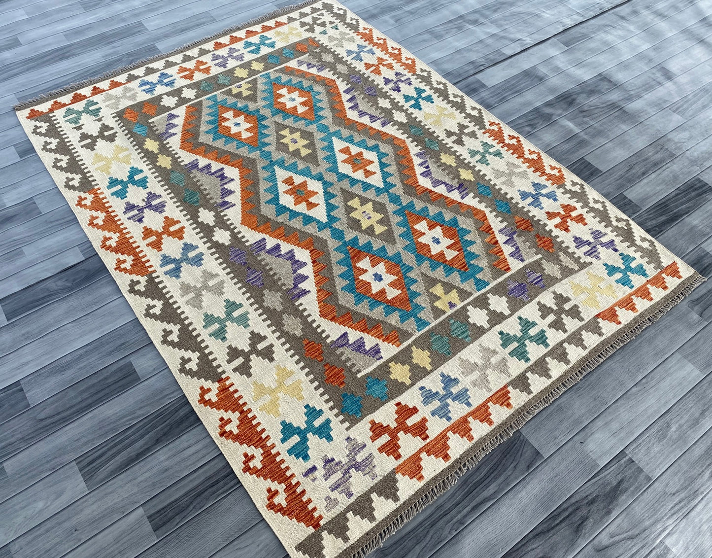 Handmade Afghan Chobi Kilim Rug 200 CM x  152 CM ( SS # 135 )