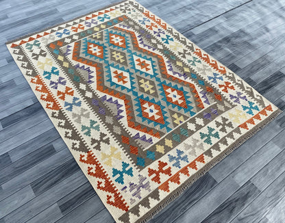 Handmade Afghan Chobi Kilim Rug 200 CM x  152 CM ( SS # 135 )