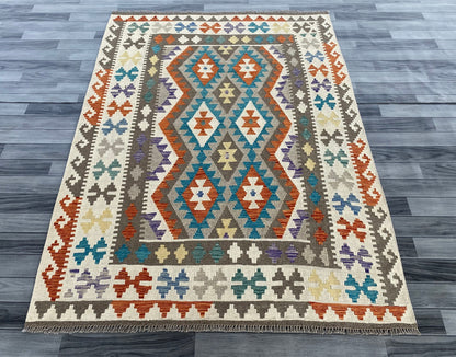Handmade Afghan Chobi Kilim Rug 200 CM x  152 CM ( SS # 135 )