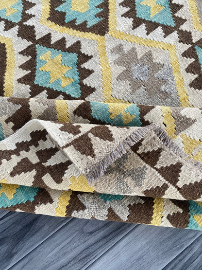 Handmade Afghan Chobi Kilim Rug 197 CM x  154 CM ( SS # 134 )