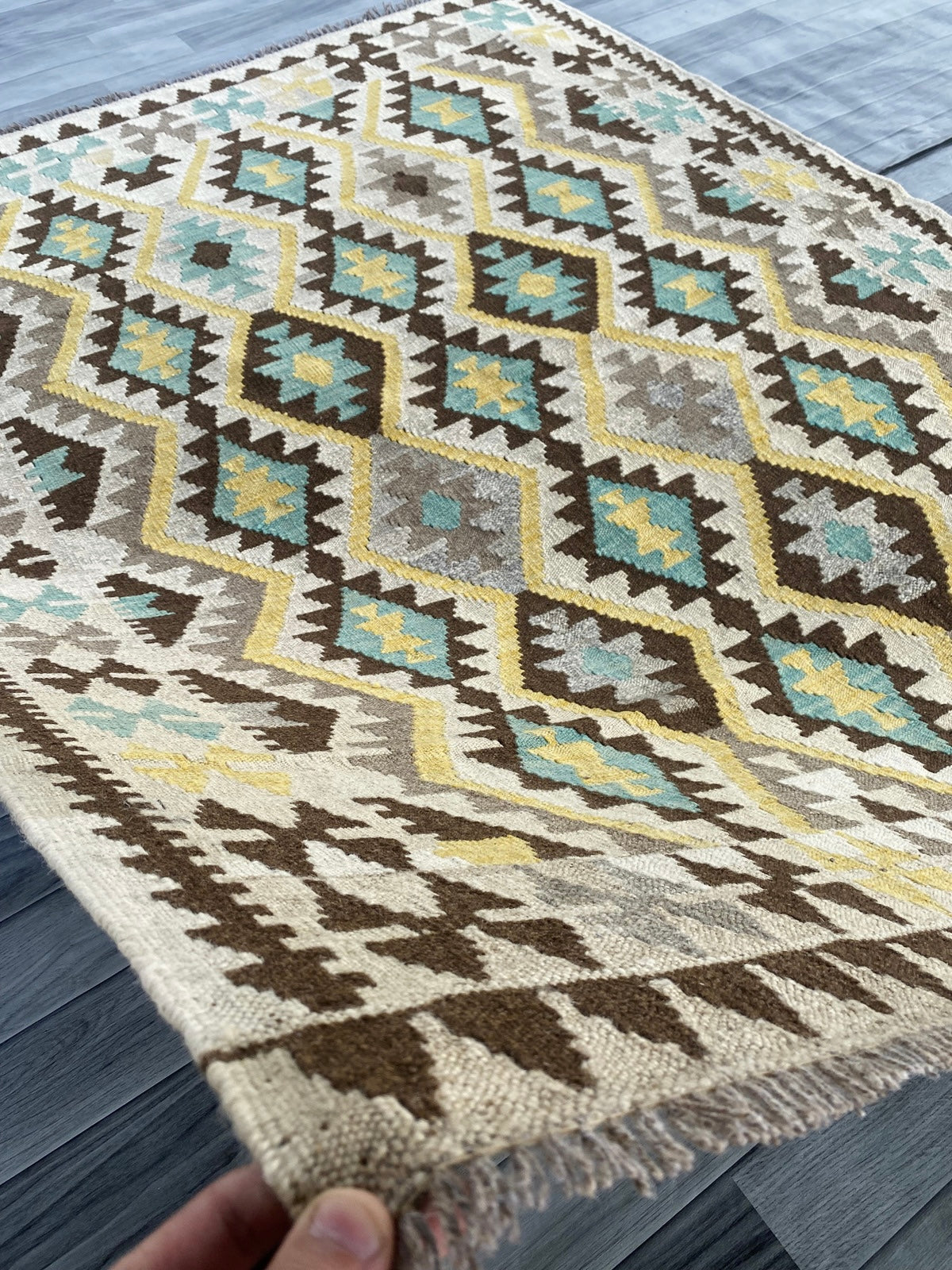 Handmade Afghan Chobi Kilim Rug 197 CM x  154 CM ( SS # 134 )