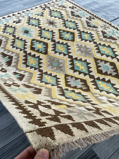 Handmade Afghan Chobi Kilim Rug 197 CM x  154 CM ( SS # 134 )