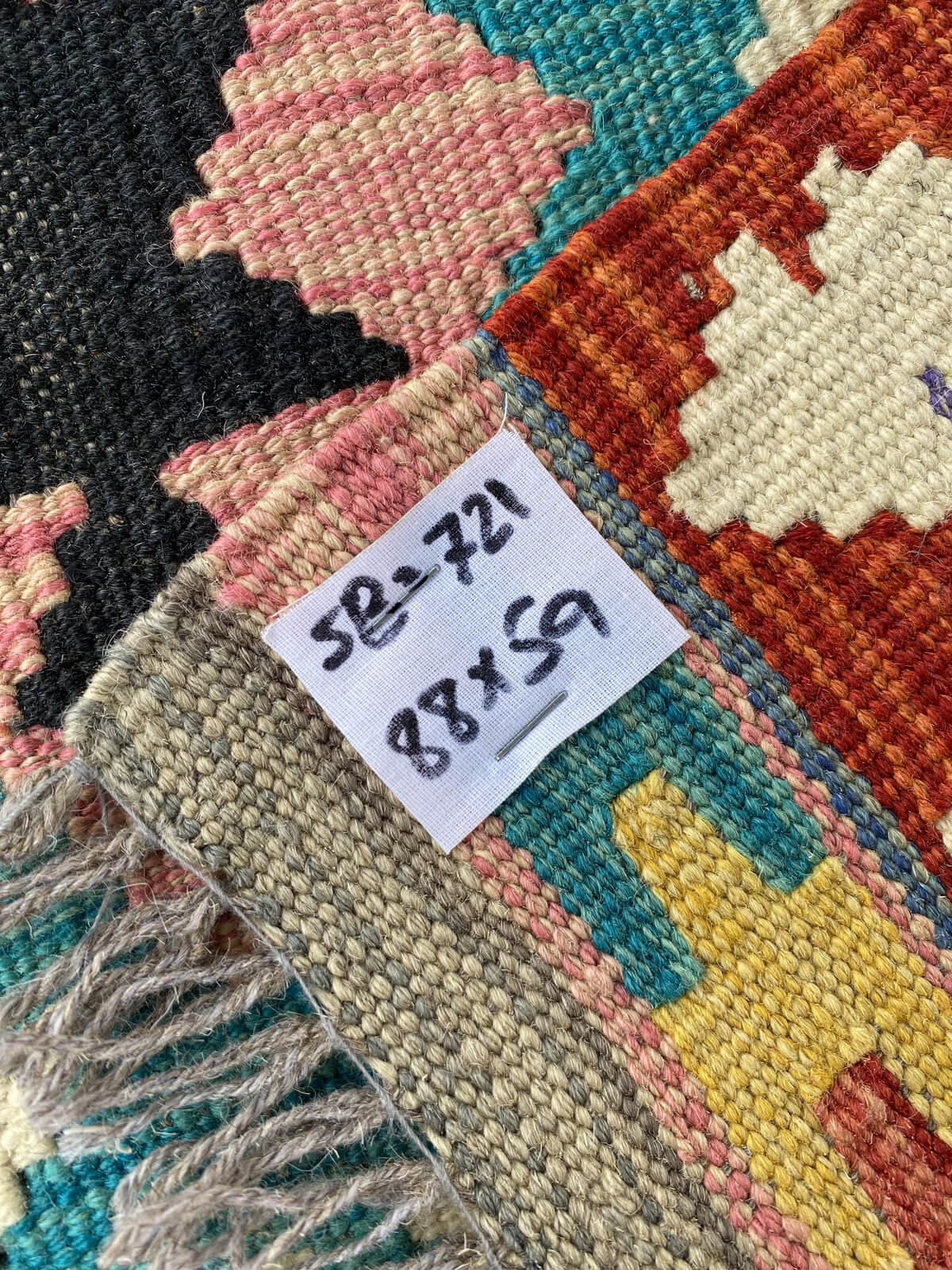 Handmade Afghan Chobi Kilim Rug 88x59 cm KAS#721