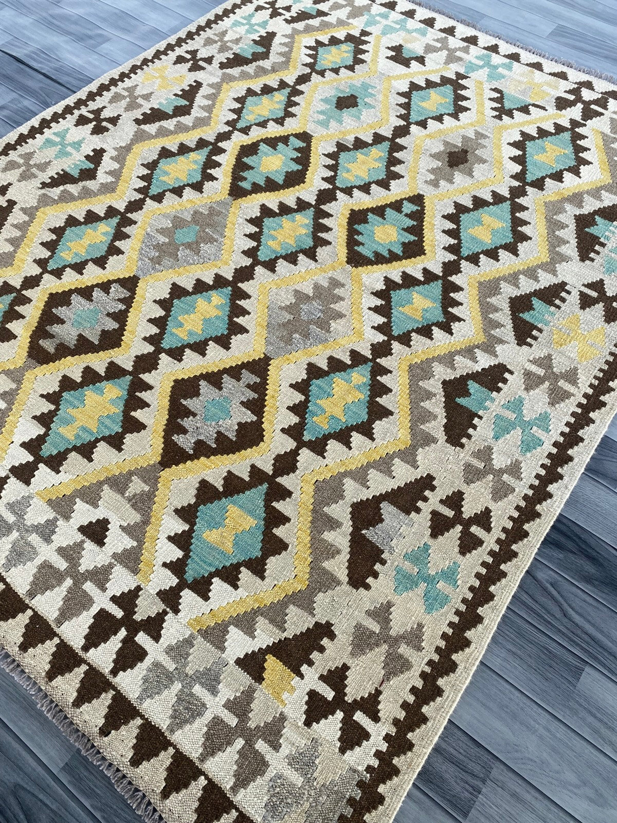 Handmade Afghan Chobi Kilim Rug 197 CM x  154 CM ( SS # 134 )