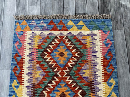 Handmade Afghan Chobi Kilim Rug 118x79 cm KAS#722