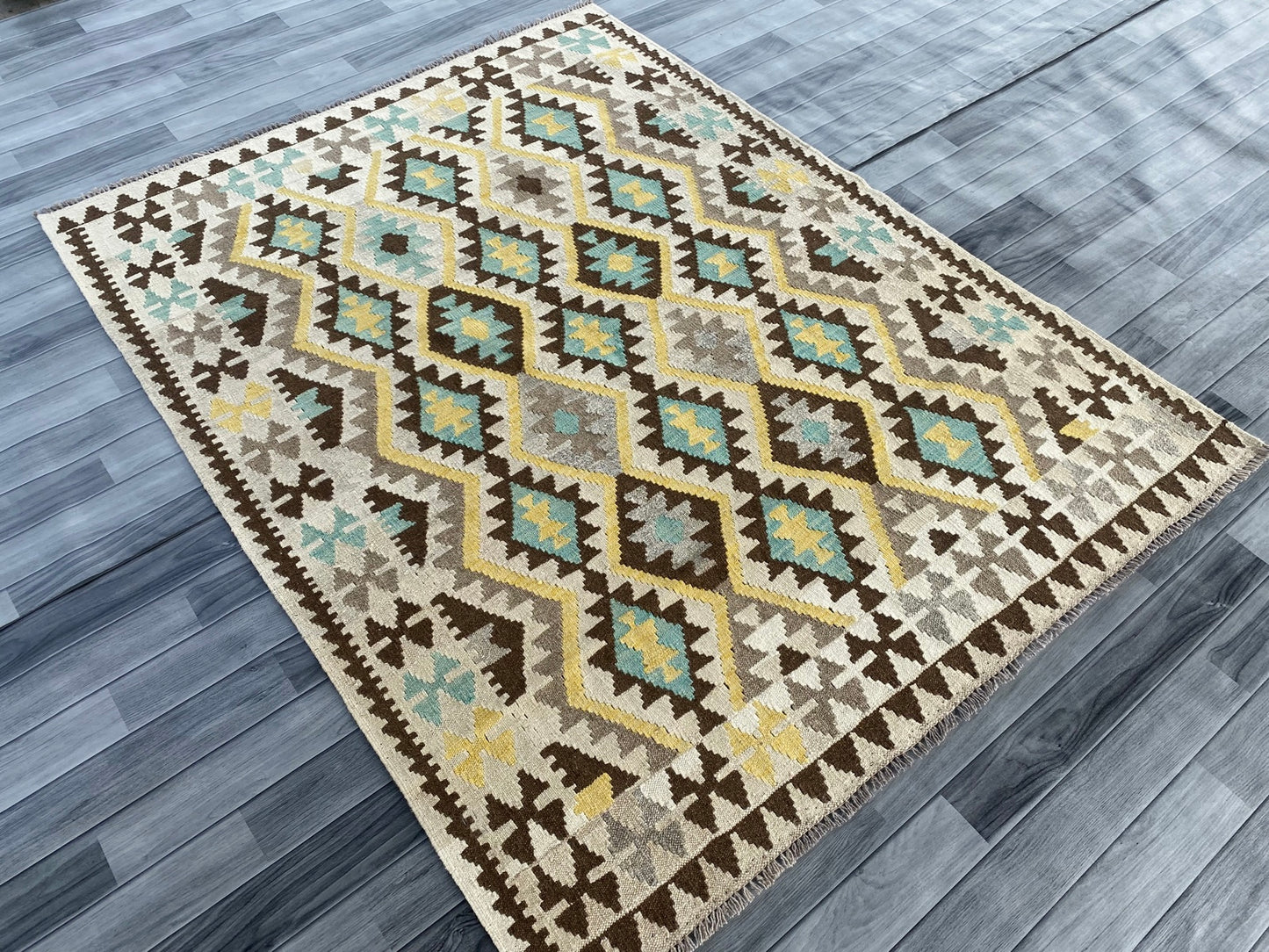 Handmade Afghan Chobi Kilim Rug 197 CM x  154 CM ( SS # 134 )