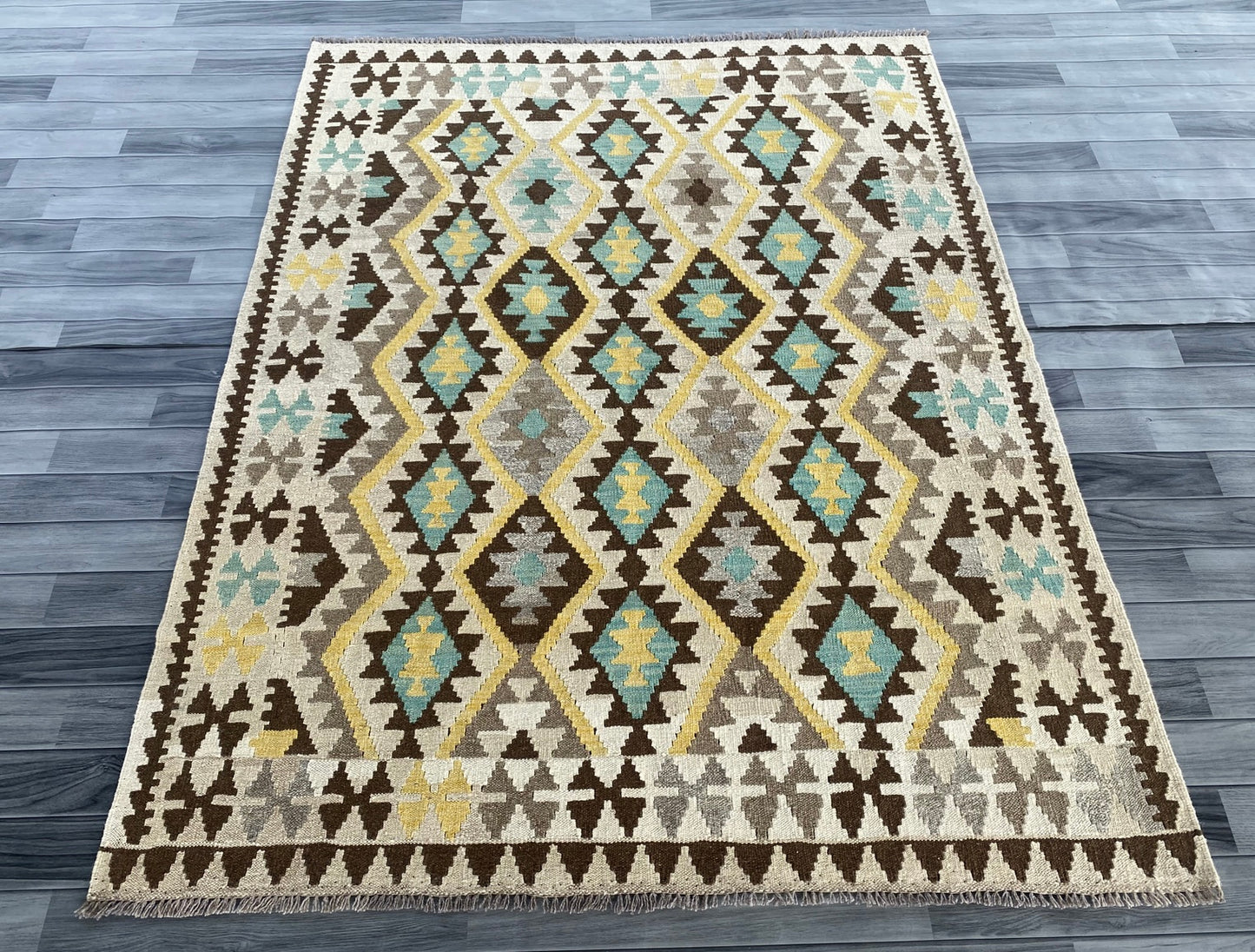 Handmade Afghan Chobi Kilim Rug 197 CM x  154 CM ( SS # 134 )