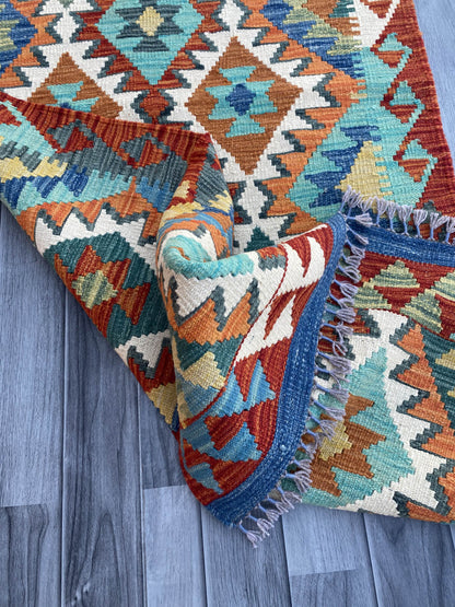 Handmade Flat Weave Kilim Rug (392 CM x 84 CM) SK#1088