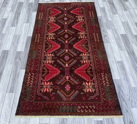 Handmade Afghan Traditional Balochi Rug 205CM x 105CM ES# 1188