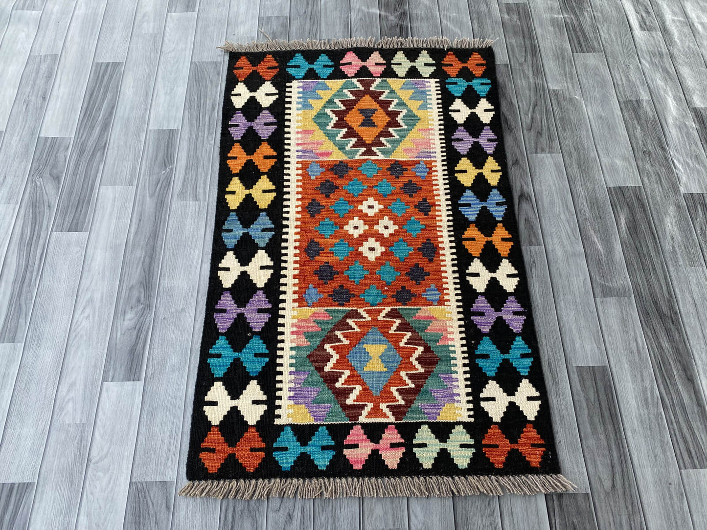Handmade Afghan Chobi Kilim Rug 123x79 cm KAS#723