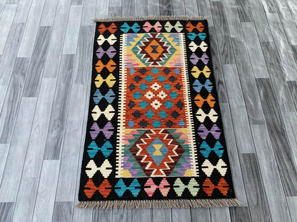 Handmade Afghan Chobi Kilim Rug 123x79 cm KAS#723