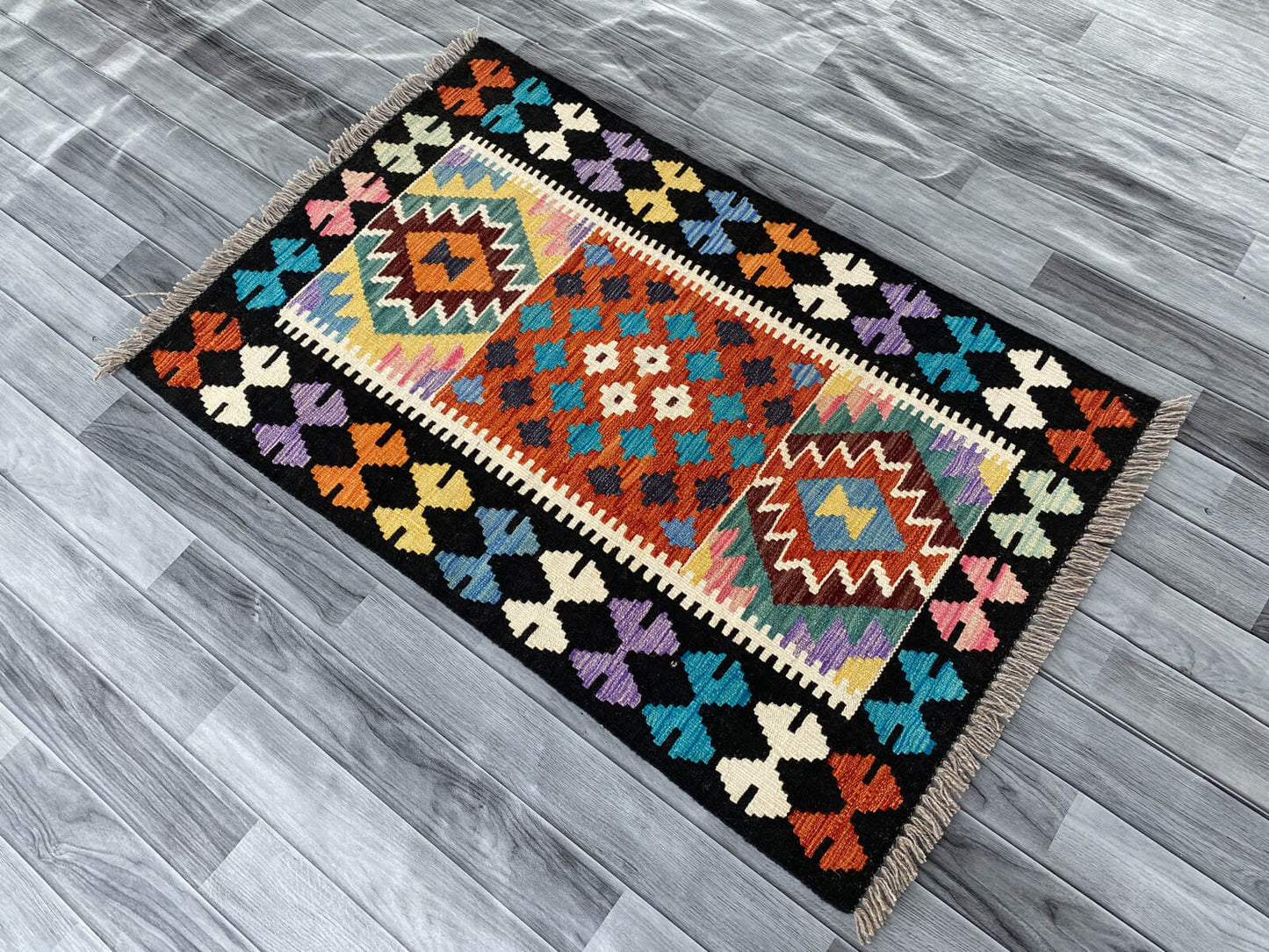Handmade Afghan Chobi Kilim Rug 123x79 cm KAS#723