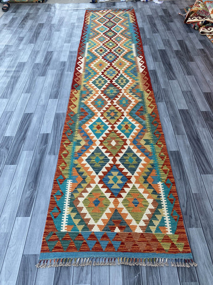 Handmade Flat Weave Kilim Rug (393 CM x 84 CM) SK#1089