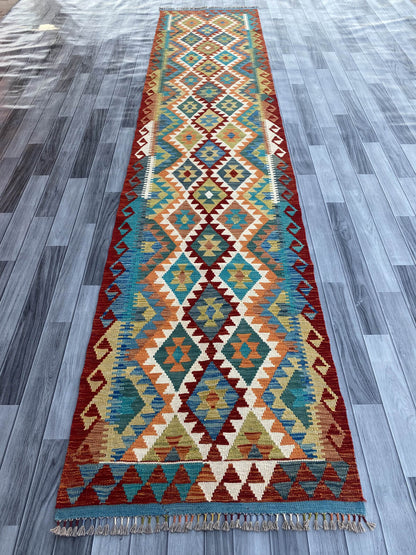 Handmade Flat Weave Kilim Rug (393 CM x 84 CM) SK#1089