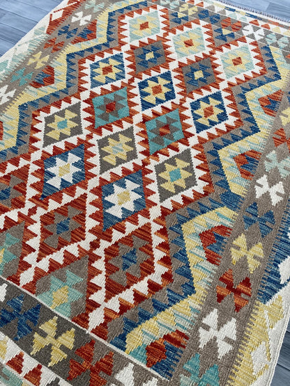 Handmade Afghan Chobi Kilim Rug 202  CM x  153 CM ( SS # 133 )