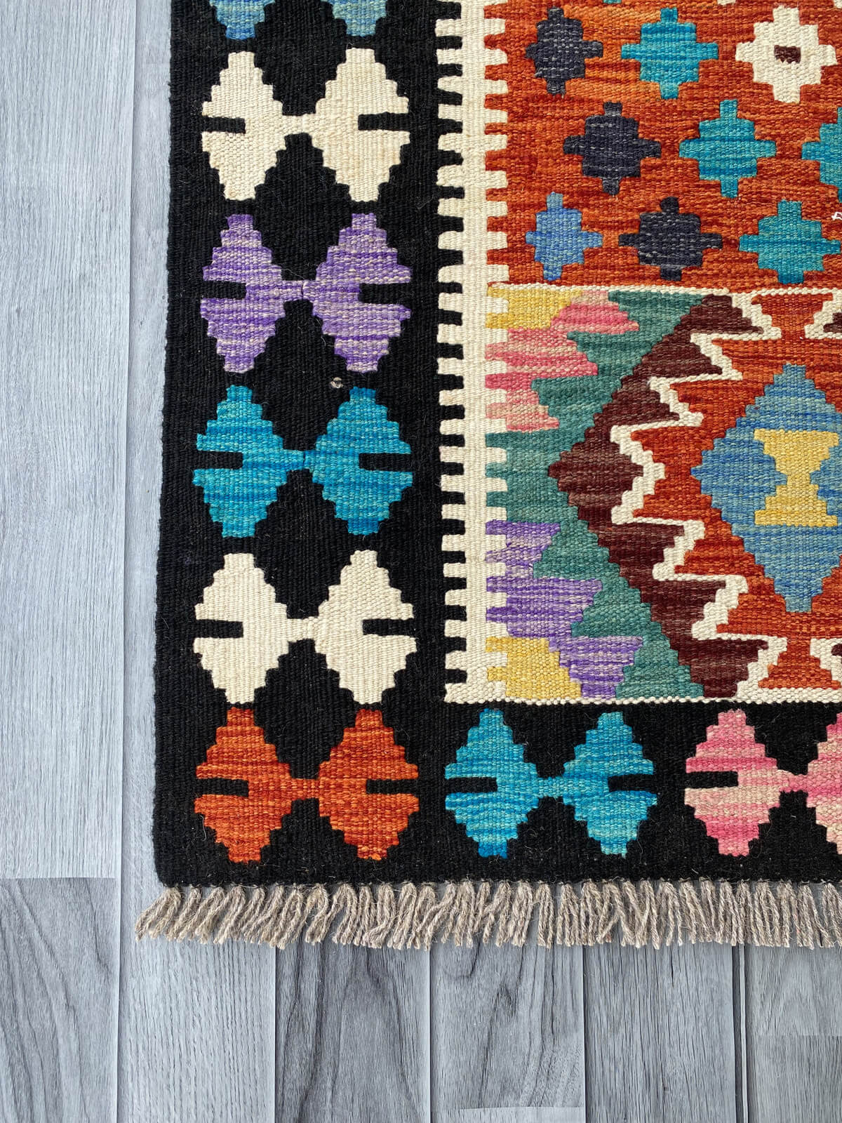 Handmade Afghan Chobi Kilim Rug 123x79 cm KAS#723