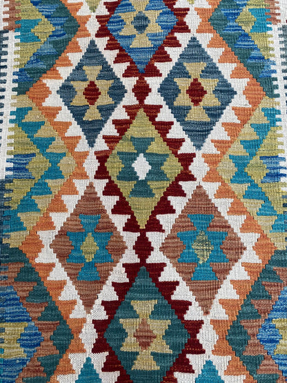Handmade Flat Weave Kilim Rug (393 CM x 84 CM) SK#1089
