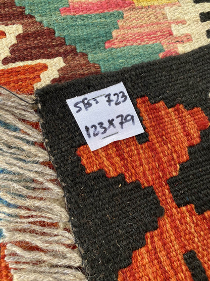 Handmade Afghan Chobi Kilim Rug 123x79 cm KAS#723