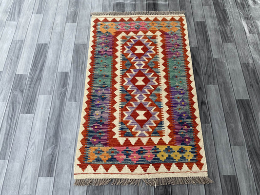 Handmade Afghan Chobi Kilim Rug 128x78 cm KAS#724