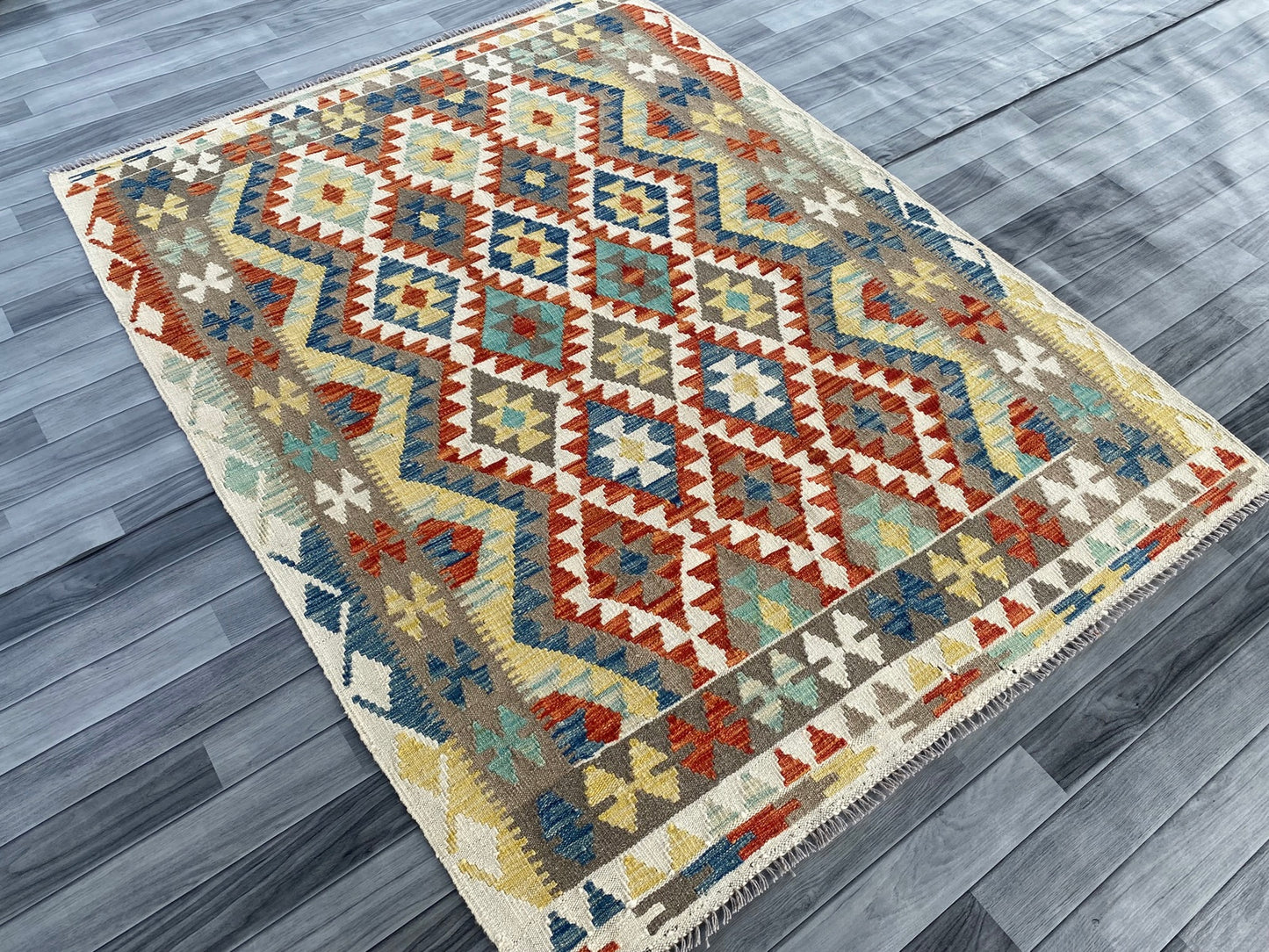 Handmade Afghan Chobi Kilim Rug 202  CM x  153 CM ( SS # 133 )