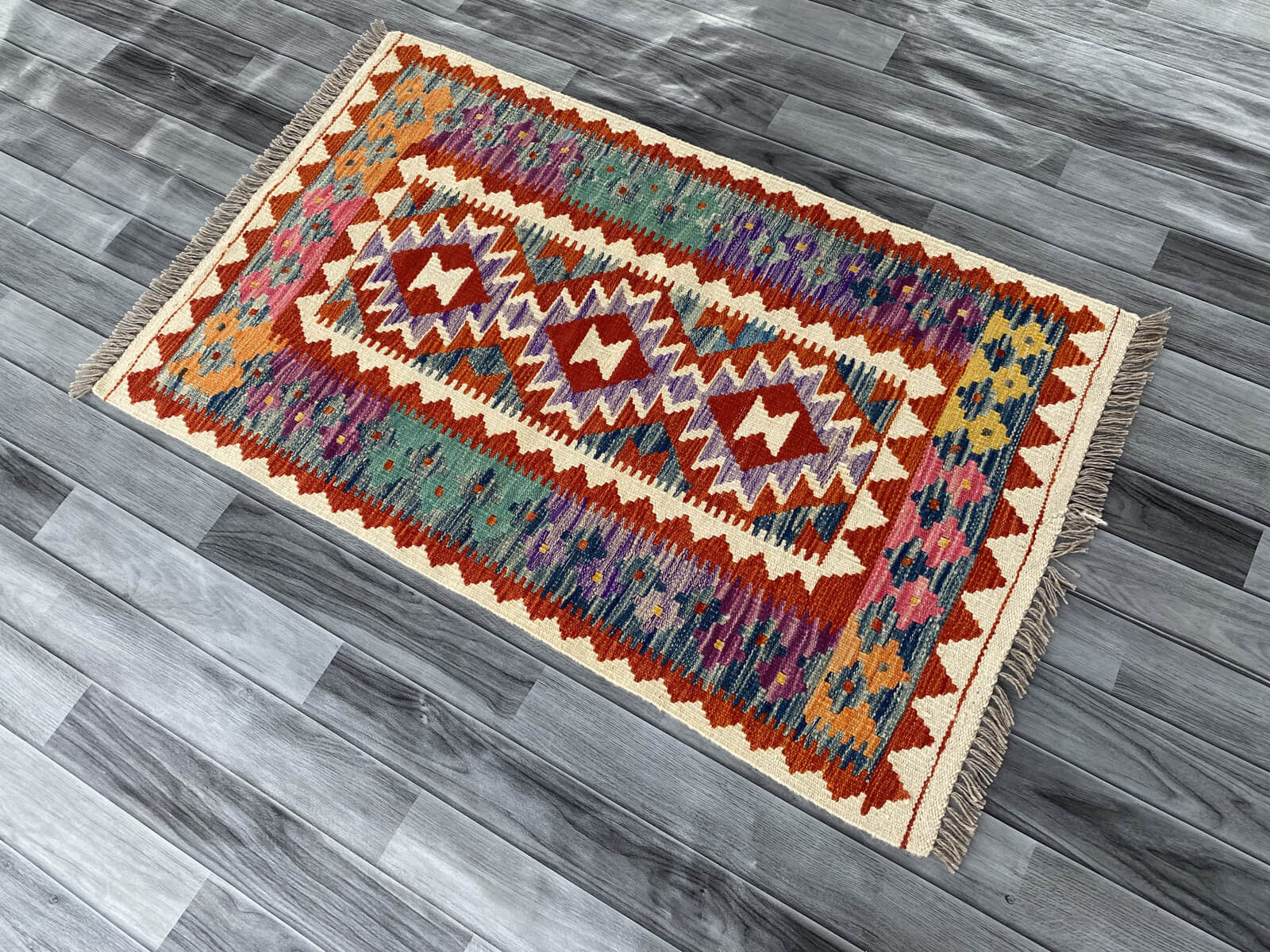 Handmade Afghan Chobi Kilim Rug 128x78 cm KAS#724