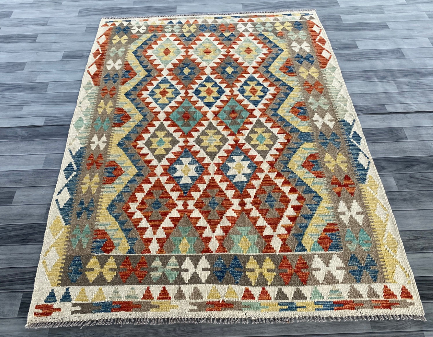 Handmade Afghan Chobi Kilim Rug 202  CM x  153 CM  SS # 133