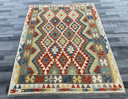 Handmade Afghan Chobi Kilim Rug 202  CM x  153 CM ( SS # 133 )