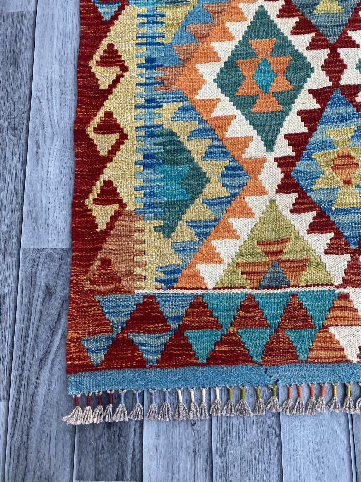 Handmade Flat Weave Kilim Rug (393 CM x 84 CM) SK#1089