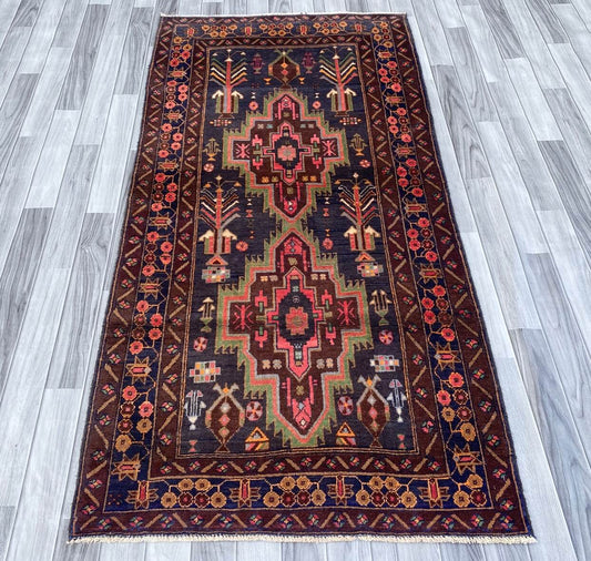 Handmade Afghan Traditional Balochi Rug 210CM x 105CM ES# 117