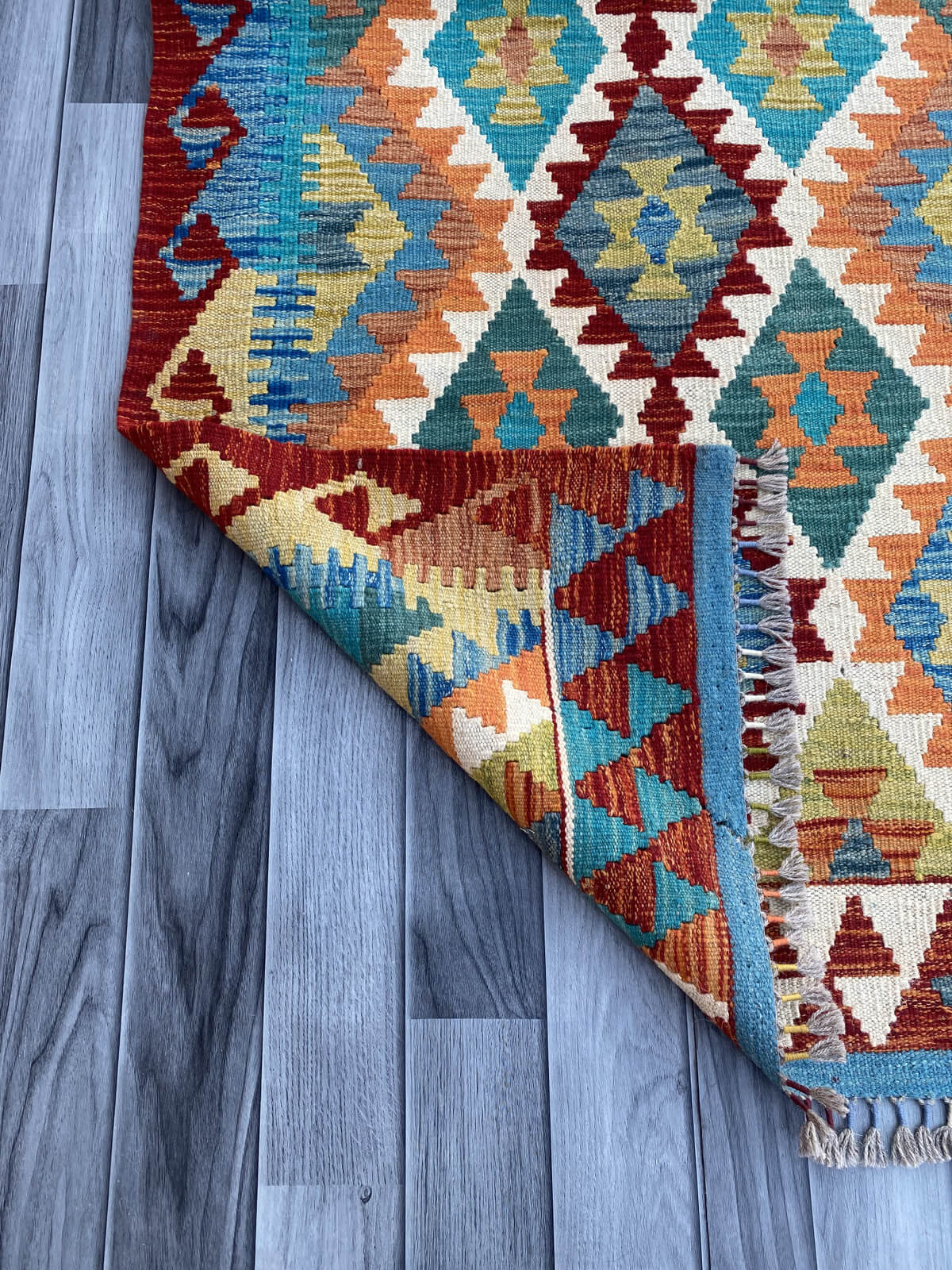 Handmade Flat Weave Kilim Rug (393 CM x 84 CM) SK#1089