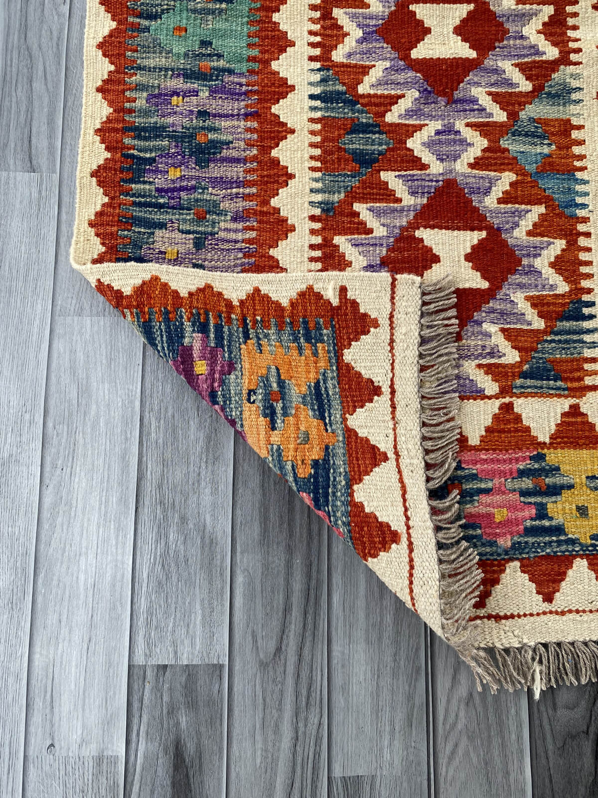 Handmade Afghan Chobi Kilim Rug 128x78 cm KAS#724