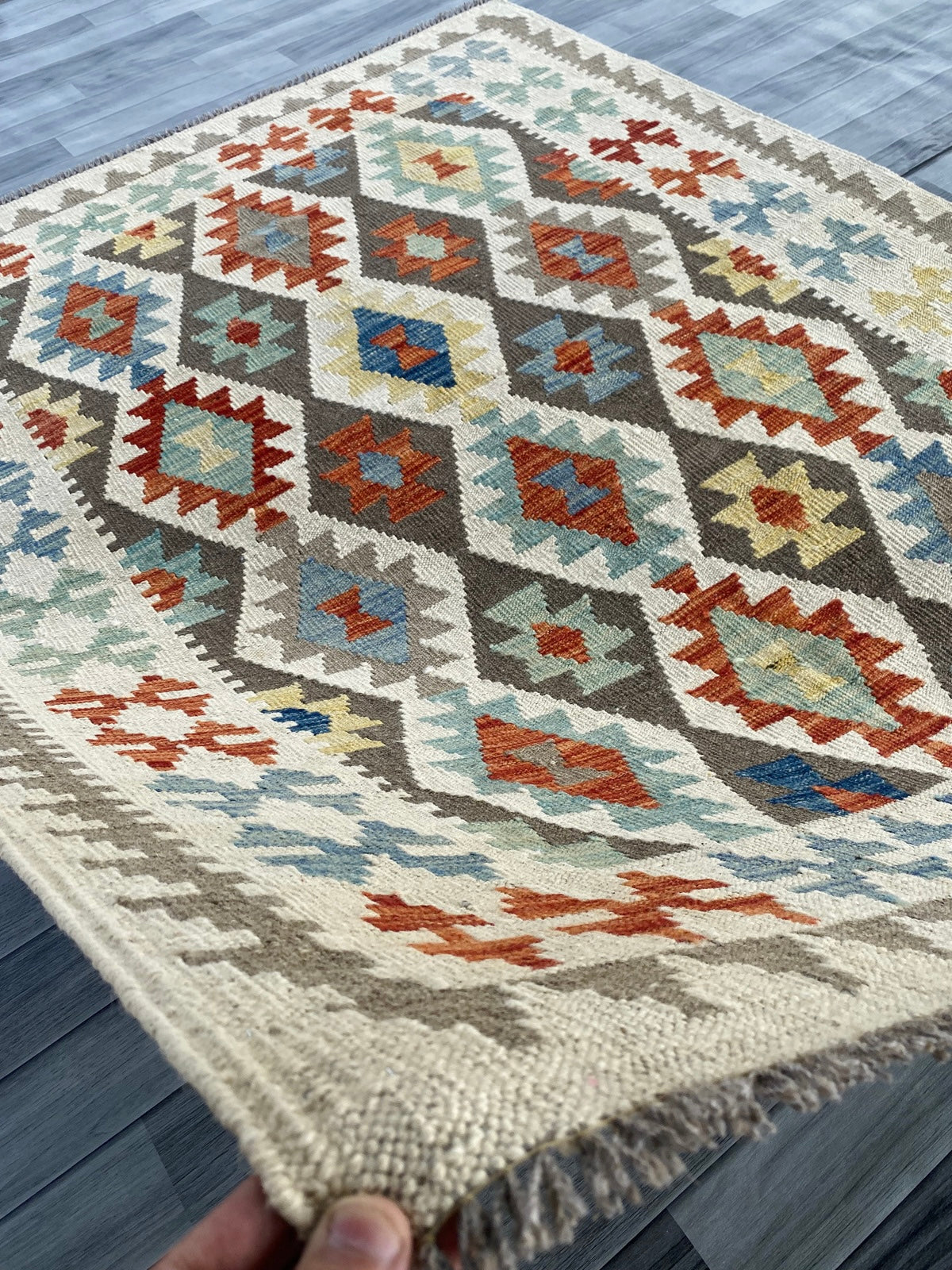 Handmade Afghan Chobi Kilim Rug 192  CM x  154 CM ( SS # 132 )