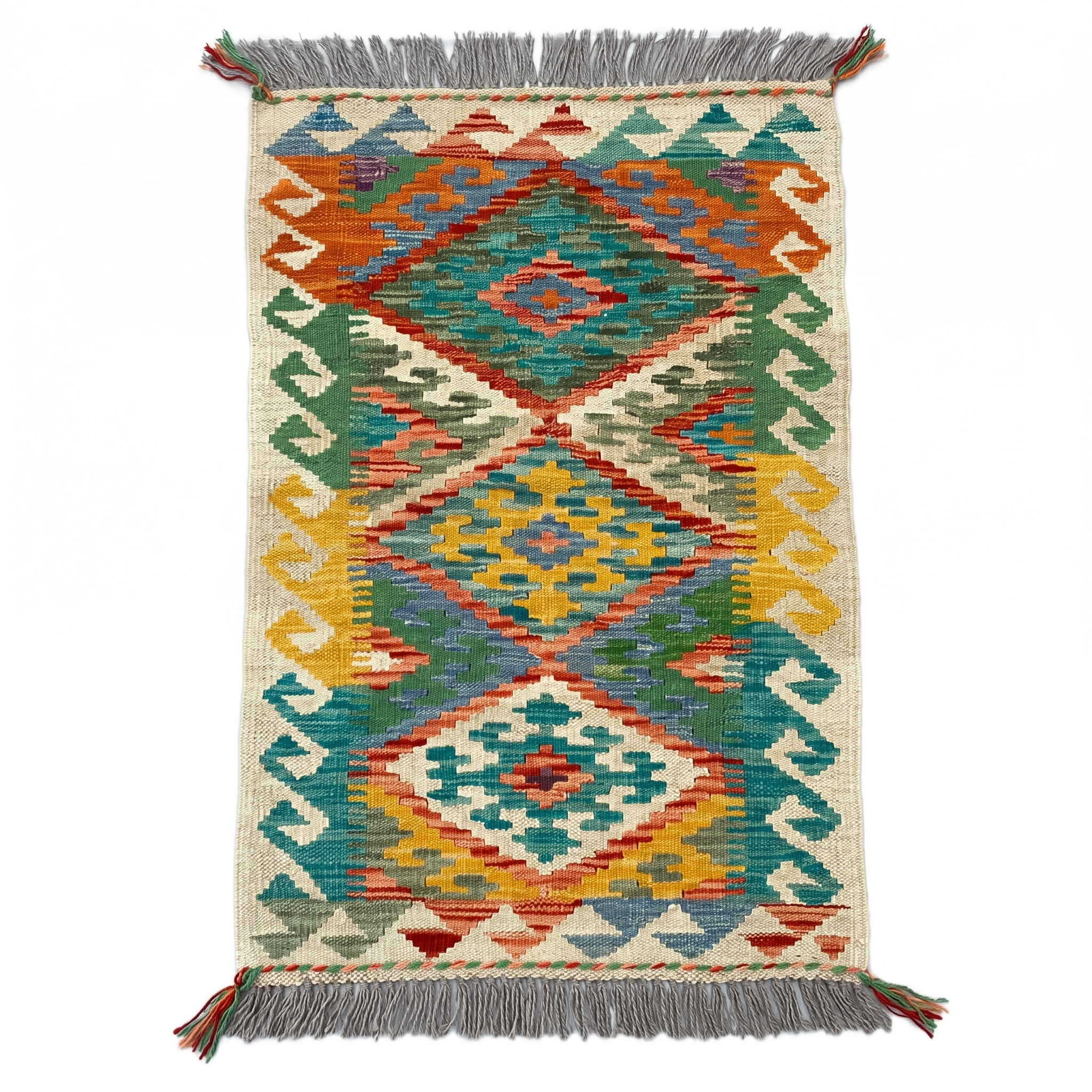 Handmade Afghan Chobi Kilim Rug 92x60 cm KAS#704