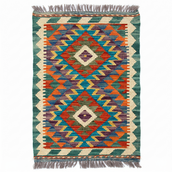 Handmade Afghan Chobi Kilim Rug 84x57 cm KAS#705