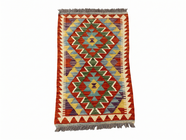 Handmade Afghan Chobi Kilim Rug 95x58 cm KAS#706
