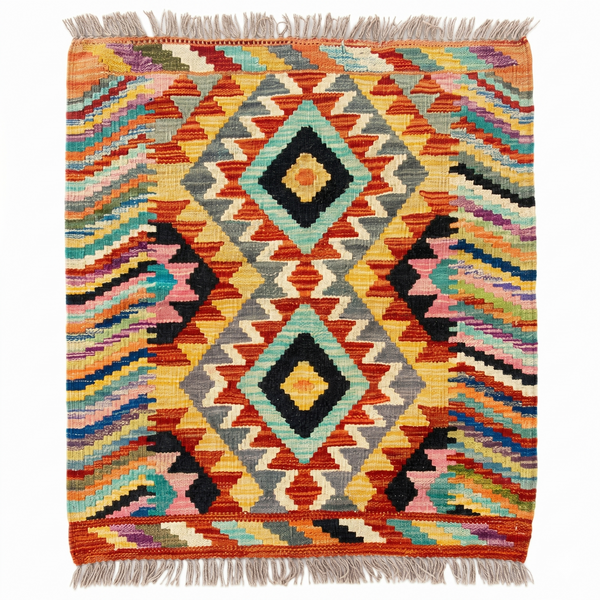 Handmade Afghan Chobi Kilim Rug 75x65 cm KAS#709