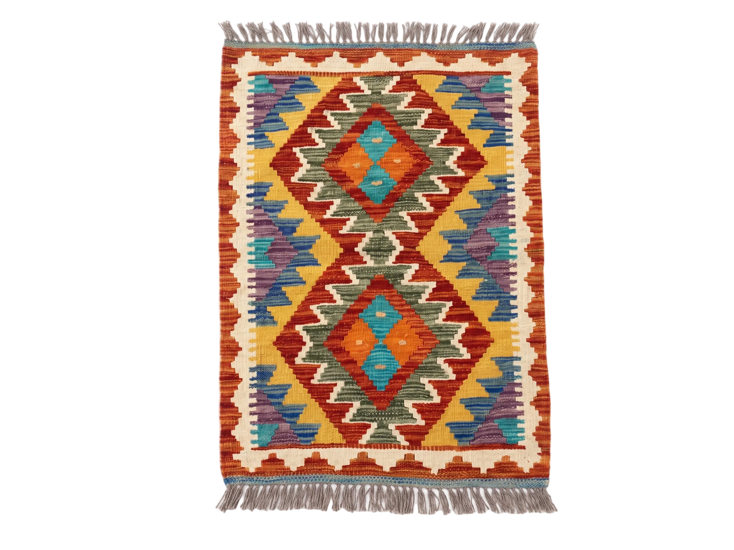 Handmade Afghan Chobi Kilim Rug 86x59 cm KAS#710