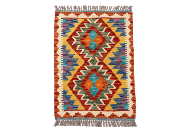 Handmade Afghan Chobi Kilim Rug 86x59 cm KAS#710