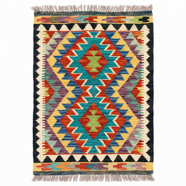 Handmade Afghan Chobi Kilim Rug 84x60 cm KAS#712