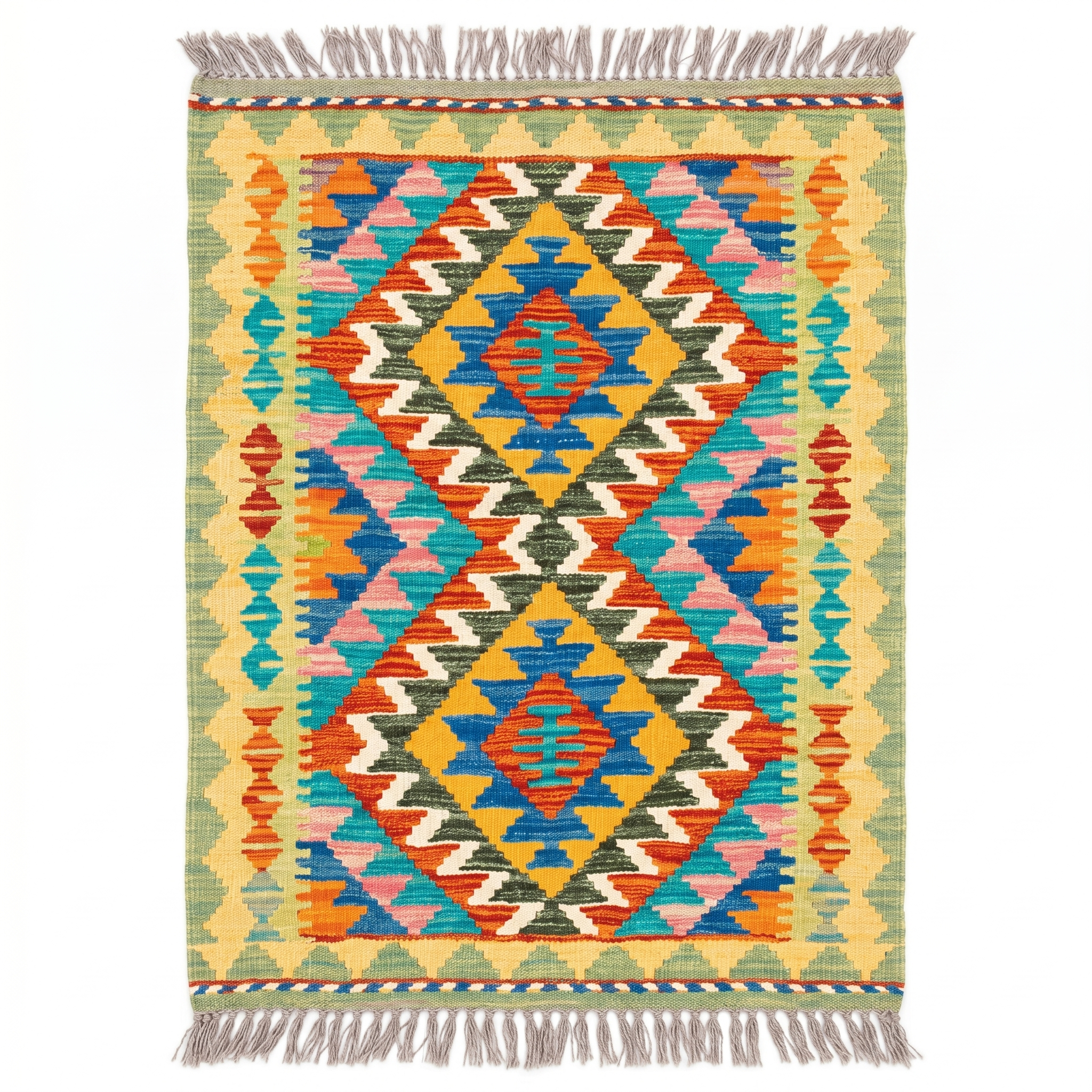 Handmade Afghan Chobi Kilim Rug 89x57 cm KAS#713