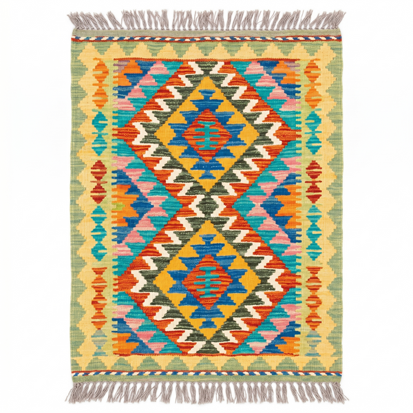 Handmade Afghan Chobi Kilim Rug 89x57 cm KAS#713